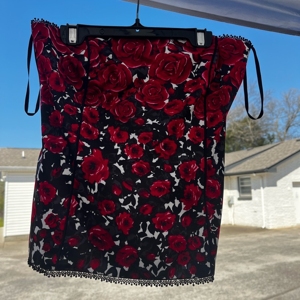 White House Black Market Red and Black Polka Dot Dress